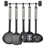 Hi ensemble d'ustensiles de cuisine 6 pcs noir et argenté Hi ensemble d'ustensiles de cuisine 6 pcs noir et argenté