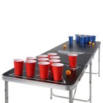Hi table de bire - pong pliable rglable en hauteur noir