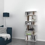 Homemania bibliothque tablero 60x20x156, 6 cm blanc et noyer