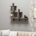Homemania tagre murale alaska 80x18x80 cm couleur de noyer