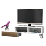 Homemania meuble tv active 140x29, 7x35 cm blanc et noyer Homemania meuble tv active 140x29, 7x35 cm blanc et noyer