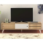 Homemania meuble tv eduardo 160x40x40 cm chne et blanc