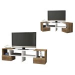 Homemania meuble tv fold 141, 2x29, 7x38, 8 cm blanc et noyer Homemania meuble tv fold 141, 2x29, 7x38, 8 cm blanc et noyer