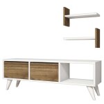 Homemania meuble tv foxy 120x30x40 cm blanc et noyer Homemania meuble tv foxy 120x30x40 cm blanc et noyer