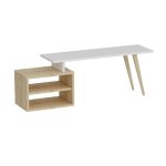 Homemania meuble tv gold 125, 2x29, 5x42, 8 cm blanc et ch�ne