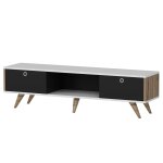 Homemania meuble tv zeyn 150x35x41 cm noyer, noir et blanc Homemania meuble tv zeyn 150x35x41 cm noyer, noir et blanc
