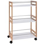 Excellent houseware chariot cuisine 51x30x80 cm bambou beige et blanc
