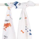 Jollein torchon multifonctionnel 2 pcs dinosaure 115x115 cm blanc