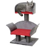 Kerbl arbre  chats lounge deluxe gris et rouge 81548