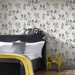 Kids at home papier peint mickey and minnie croquis noir et blanc