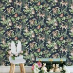 Kids at home papier peint woodland animals bleu Kids at home papier peint woodland animals bleu