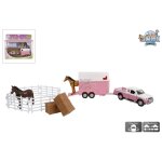Kids globe mitsubishi avec remorque à chevaux et accessoires rose 27cm Kids globe mitsubishi avec remorque à chevaux et accessoires rose 27cm