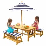 Kidkraft jeu de table et banc de jardin pour enfants bois bleu 00106