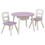 Kidkraft table de rangement et chaises enfant ronde lavande et blanc