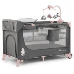 Kinderkraft lit d'enfant de voyage joy avec accessoires rose et gris