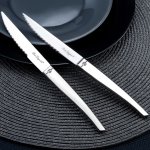 Lou laguiole kit de couteaux  steak avec bloc jet 6pcs inox argent
