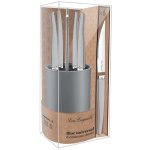 Lou laguiole kit de couteaux  steak avec bloc jet 6pcs satin argent