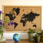 Milimetrado carte du monde liège et cadre bois noir et marron 70x50 cm Milimetrado carte du monde liège et cadre bois noir et marron 70x50 cm
