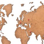 Mimi innovations d�coration carte du monde murale bois marron 90x54 cm