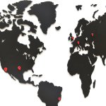 Mimi innovations d�coration carte du monde murale bois noir 90x54 cm