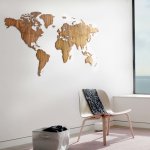 Mimi innovations d�coration carte du monde murale bois noyer 130x78 cm
