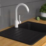 Schtte mitigeur d'vier avec bec verseur rond cornwall blanc