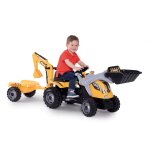 Smoby tracteur et remorque pour enfants builder max jaune et noir