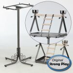 Strong aire de jeux perroquet livia deluxe gris mtallis 57x52x134cm