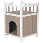 Trixie maison avec balcon pour chats gris et blanc