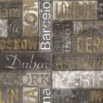 Urban friends & coffee papier peint noms de ville gris et dor