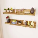 Vidaxl lot de 2 tagres murales en bois solide