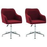 Vidaxl 2 pcs chaises pivotantes de salle  manger rouge bordeaux tissu