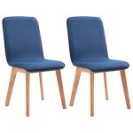 Vidaxl 2 pcs chaises de salle  manger bleu tissu et chne massif