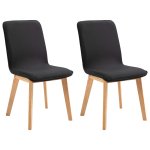 Vidaxl 2 pcs chaises de salle  manger noir tissu et chne massif