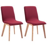 Vidaxl 2 pcs chaises de salle  manger rouge tissu et chne massif