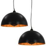 Vidaxl 2 pcs plafonniers noir et dor semi - sphrique 40 cm e27