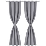 Vidaxl 2 pcs rideau blackout occultant gris avec ?illets en métal 135x245cm Vidaxl 2 pcs rideau blackout occultant gris avec ?illets en métal 135x245cm