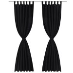 Vidaxl 2 pcs rideau  passant micro satin noir 140 x 245 cm