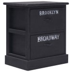 Vidaxl 2 pcs tables de chevet noir 38x28x45 cm bois de paulownia