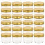 Vidaxl 24 pcs pots  confiture avec couvercles dors verre 110 ml