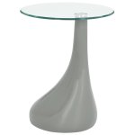 Vidaxl 2pcs table basse et dessus de table en verre rond gris brillant