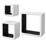 Vidaxl 3 etagres cubes murales et en mdf blanc - noir pour livres / dvd