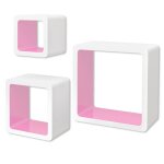 Vidaxl 3 etagres cubes murales en mdf blanc - rose pour livres / dvd