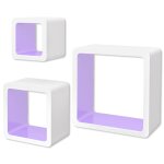 Vidaxl 3 etagres cubes murales en mdf blanc - violet pour livres / dvd