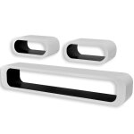 Vidaxl 3 etagres cubes suspendues mdf stockage dvd blanc noir rectangulaire