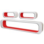 Vidaxl 3 etagres cubes suspendues mdf stockage dvd blanc / rouge rectangulaire