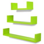 Vidaxl 3 etagres murales en forme de u et en mdf vert pour dvd / livres