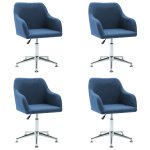 Vidaxl 4 pcs chaises pivotantes de salle à manger bleu tissu Vidaxl 4 pcs chaises pivotantes de salle à manger bleu tissu