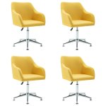 Vidaxl 4 pcs chaises pivotantes de salle à manger jaune tissu Vidaxl 4 pcs chaises pivotantes de salle à manger jaune tissu