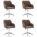 Vidaxl 4 pcs chaises pivotantes de salle à manger marron tissu Vidaxl 4 pcs chaises pivotantes de salle à manger marron tissu